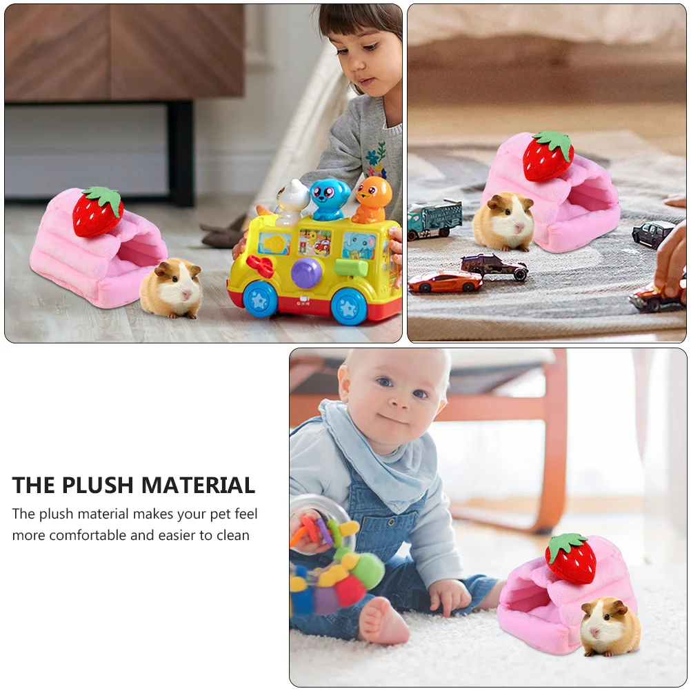 

House Warm Cotton Nest Hampster Bed Thickened Strawberry Hamster Home Pink Cute