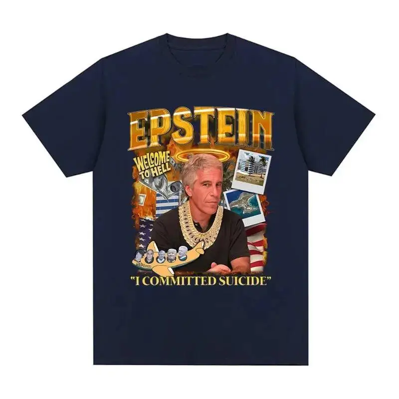 مضحك جيفري Epstein الجرافيك تي شيرت الرجال النساء موضة خمر تي شيرتات قصيرة الاكمام 100% القطن عادية الصيف تي شيرت بلايز