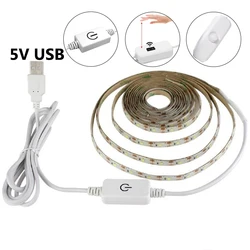 Tira de luces LED USB con Sensor de barrido manual, atenuador táctil, interruptor de encendido y apagado, cinta de decoración para cocina y habitación, retroiluminación, 5V, 1M, 5M