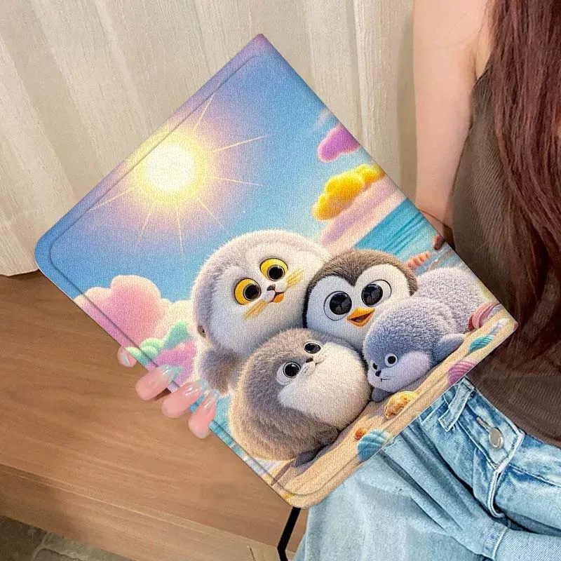 كارتون البطريق لطيف لباد برو اير ميني 1 2 3 4 5 6 7 7th 8th 9th 10th 11th 10.2 9.7 10.5 10.9 11 12.9 حافظة كمبيوتر لوحي