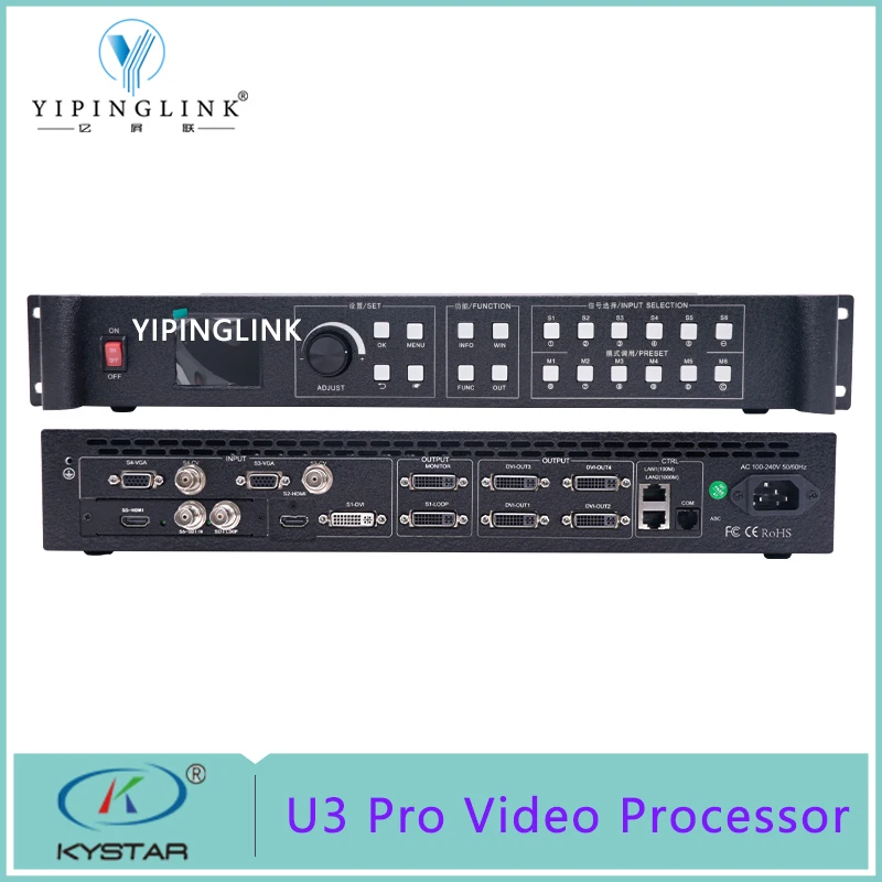 Kystar U3 video processor SDI input U3 Pro three images splicing processor SDI loop 2 or 4 dvi output 2 dvi monitor