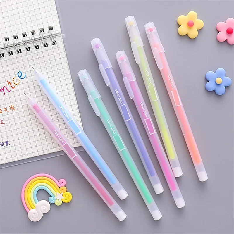 Kawaii Colorido Gel Canetas para Meninas, Caneta Esferográfica para Estudantes, Jornal Artigos de Papelaria, Bonito, Volta às Aulas, 0.5mm, 12 Pcs