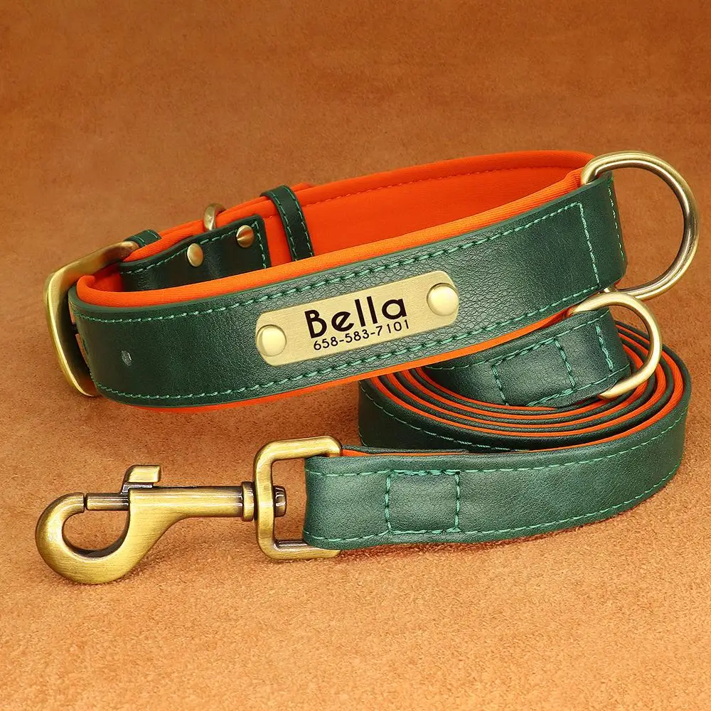 Set aus Hundehalsband und Leine aus PU-Leder, weiches, langlebiges Hundehalsbänder aus schlichtem Leder, 1,5 m Blei, verstellbar, für kleine, mittelgroße Hunde, Mops – Detail 14