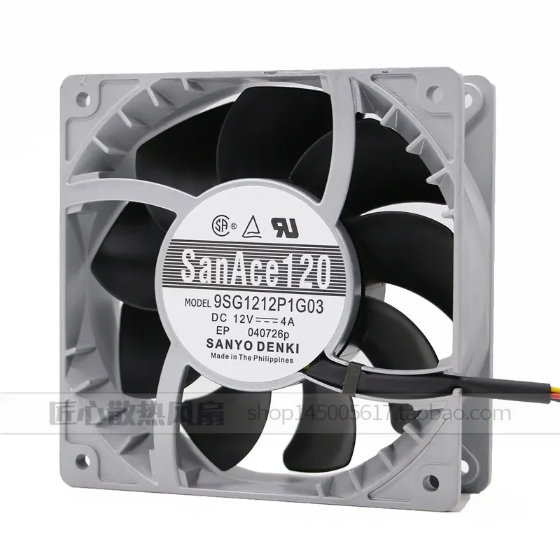 High Temperature Violent Cooling Fan 12CM Aluminum Frame for Japan Sanyo 9SG1212P1G03 12V 4A