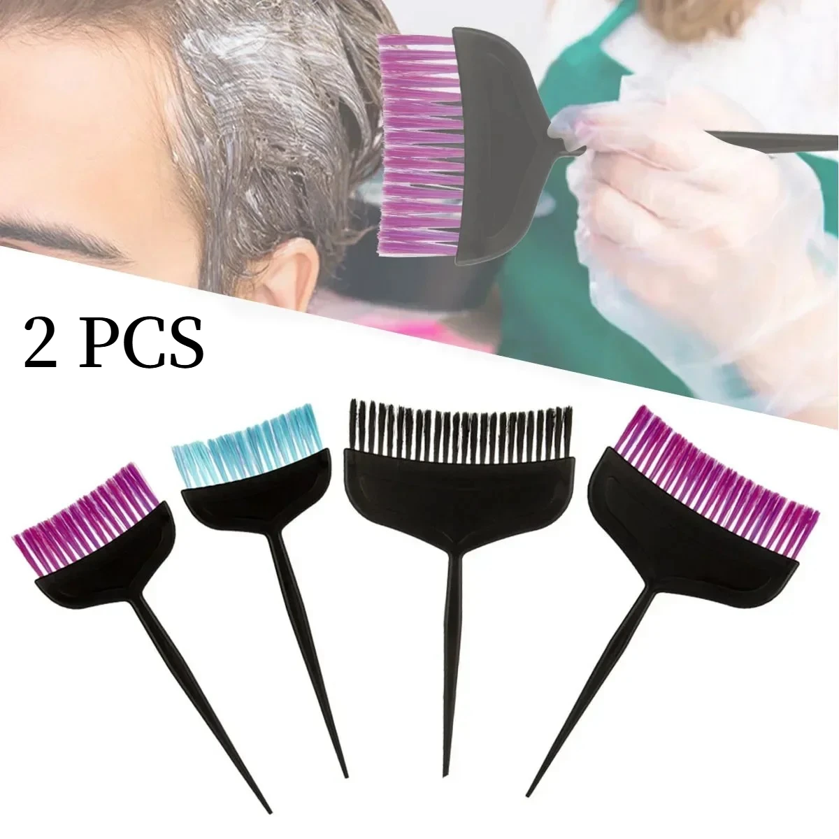2 pinceles para teñir el cabello, de doble propósito, para teñir, pintar y tinteado, peine para peluquería, herramienta para teñir el cabello
