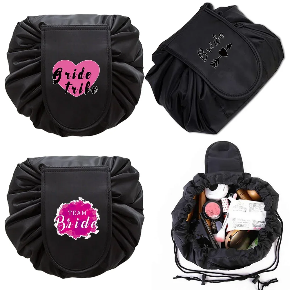 

Women Drawstring Travel Cosmetic Storage Bag Makeup Bag Storage Pouch Bride Print Toiletry Handbags Organizer Make Up Case