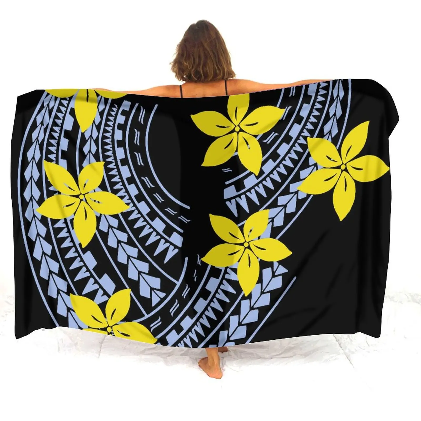 Estate Beach Sarong Grembiule dal design etnico tribale samoano personalizzato Polinesiano Stampa floreale retrò Comodo mantello morbido da mare