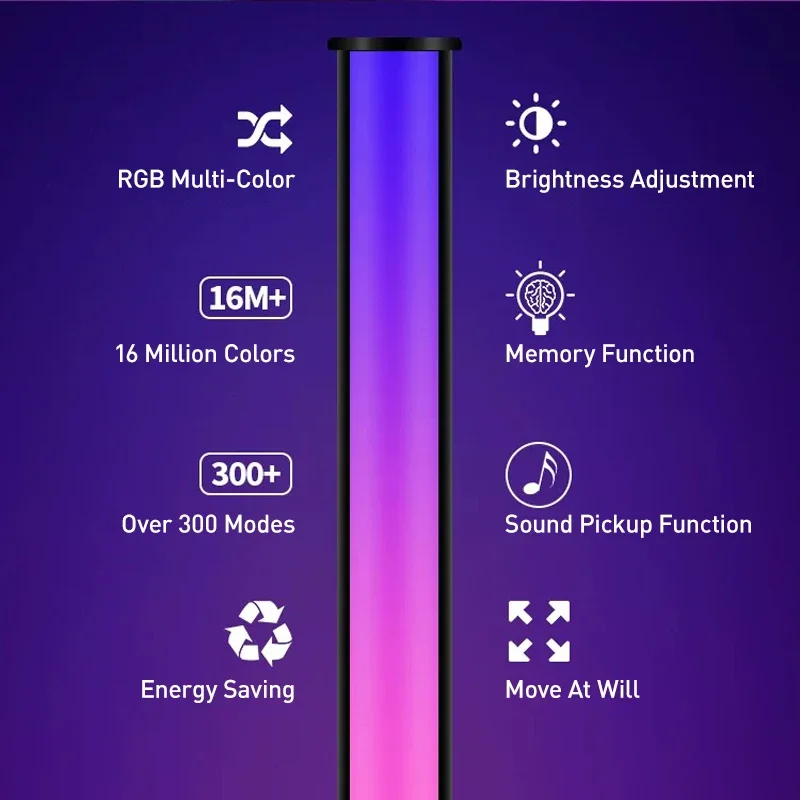 133CM RGB LED Floor Lamp Smart Remote Control Modern Corner Floor Lamp Atmospheric Standing Stand Light Christmas Decor Lighting