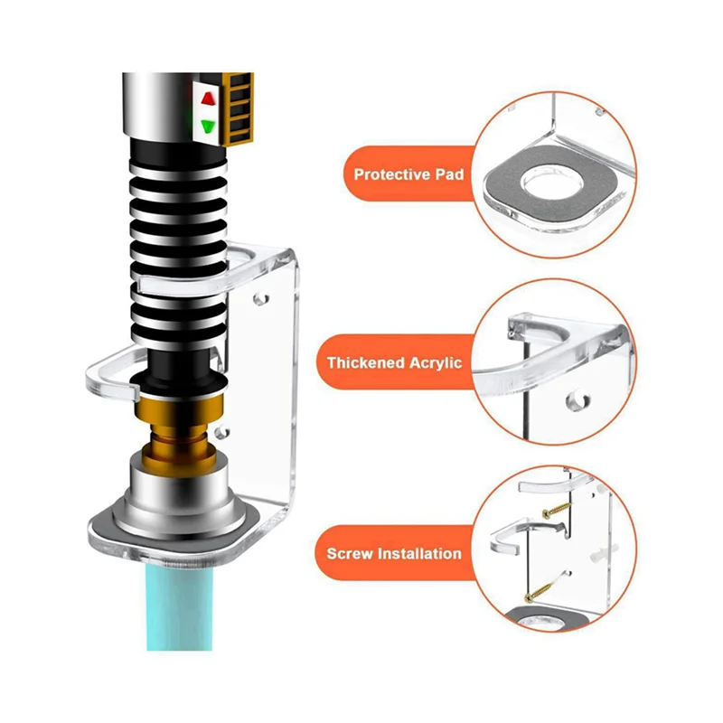ABWR-2X sabre de luz suporte de montagem na parede acrílico sabres de luz display titular sabre de luz rack de parede gancho com almofada protetora