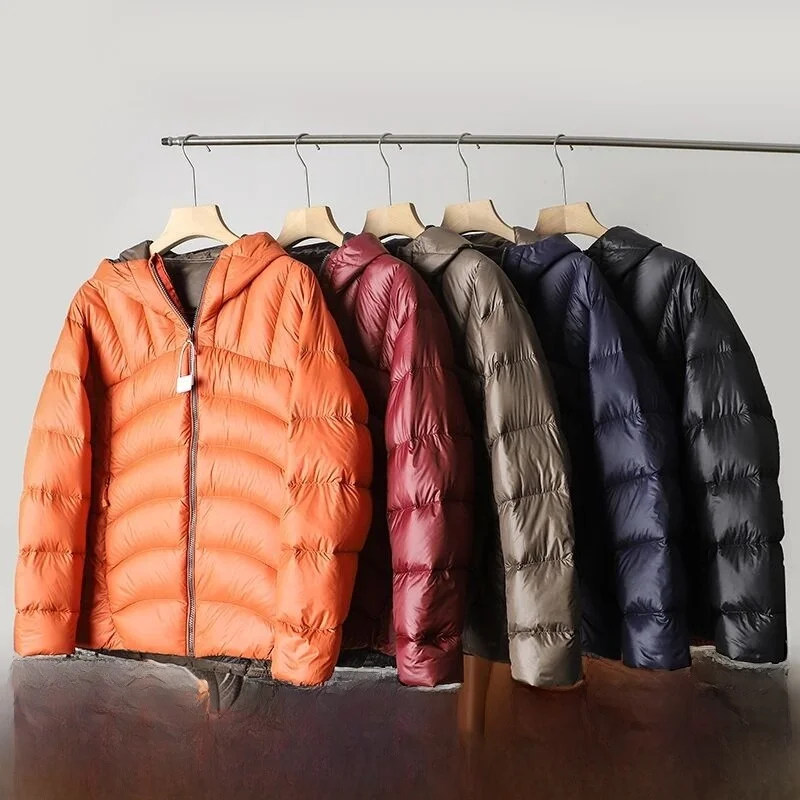 

Thiened White Du down Puffer Jaet Outdoor Sports Men Women Hooded Casual Sle Polyester Fabric High Puffin