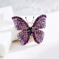 Korean Fashion Rhinestone Butterfly Brooches For Women Clothing Elegant Crystal Insect Brooch Pin Office Party Jewelry Gifts