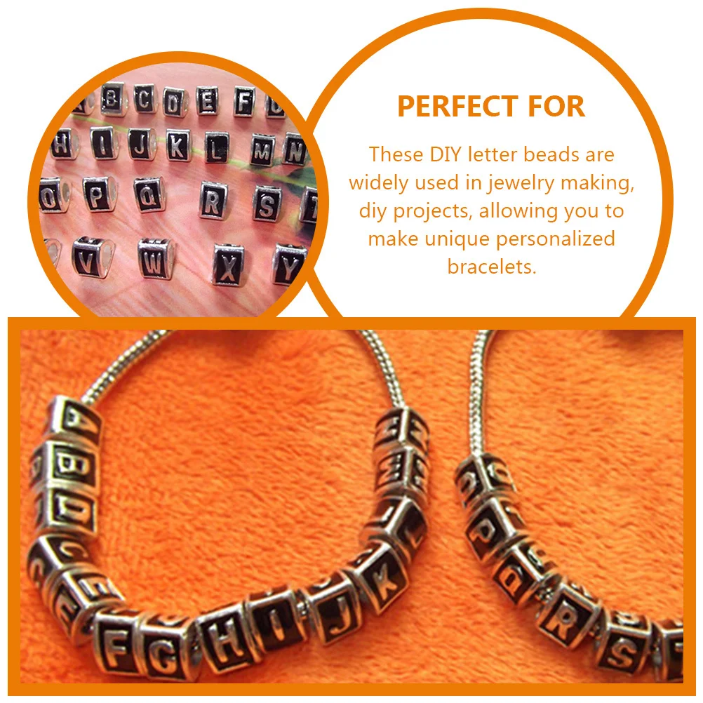 

26 Pcs Alphabet Beads for Bracelet Alloy Letter Charms Assorted Bracelets Making