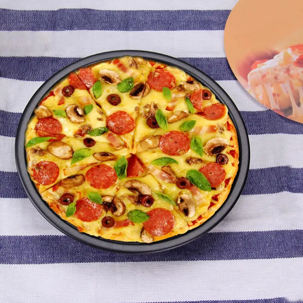 6/7/8/10 inch Pizza Pan Plate Non-stick Dish Tray Mold Pizza Crisper Trays Baking Pan Non stick Pizza Screen Pan Baking Tray