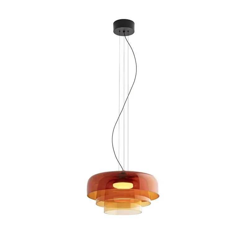 

2025 Simple Vintage Glass Lampshade Pendant Lamps Minimalist Dining Room Cafe Bar LED Chandelier Decorative Hanging Light