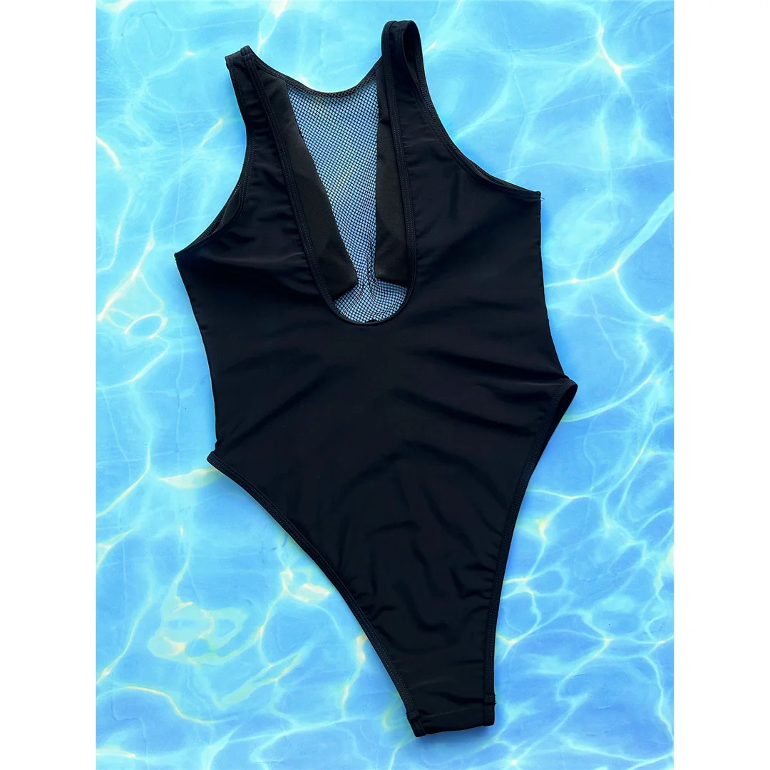 Sexy Mesh-Netz-Badeanzug mit transparenten Einsätzen, einteilig, Damen-Bademode, rückenfrei, mit hohem Beinausschnitt, Badeanzug, Badebekleidung, Modell V4920 – Detail 10