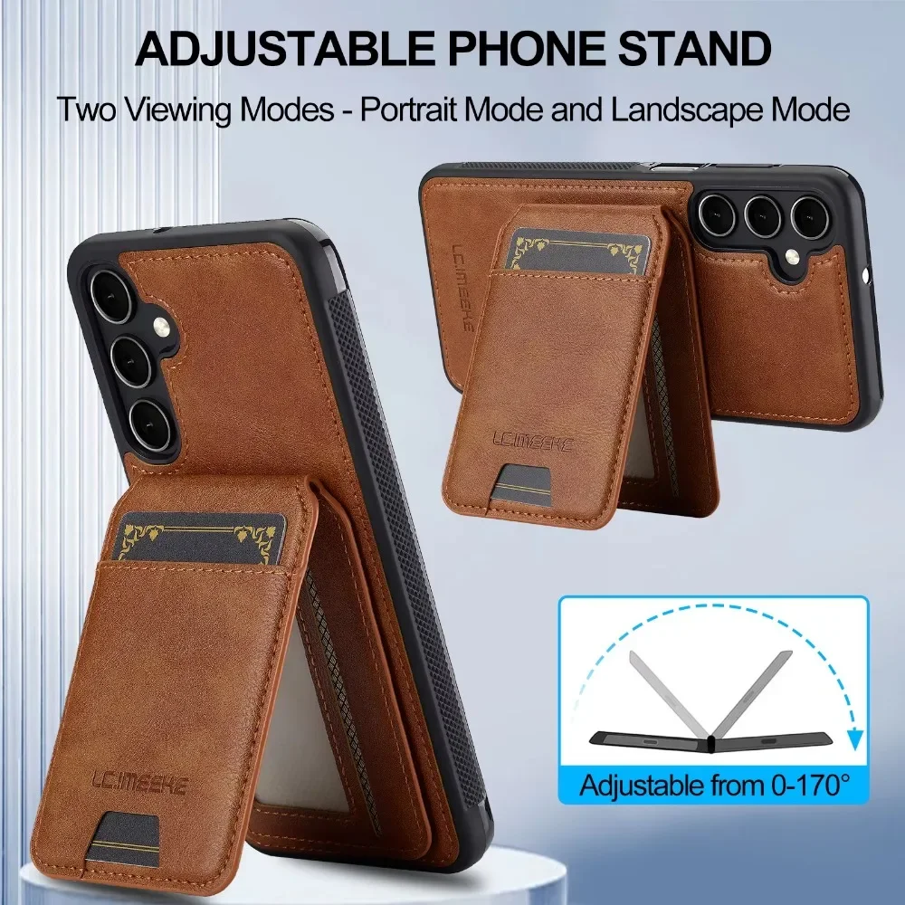 Detachable Magnetic Card Holder Wallet Case For Samsung Galaxy S25 Ultra S24 Plus S23+ Plus Shockproof Protective Leather Cover