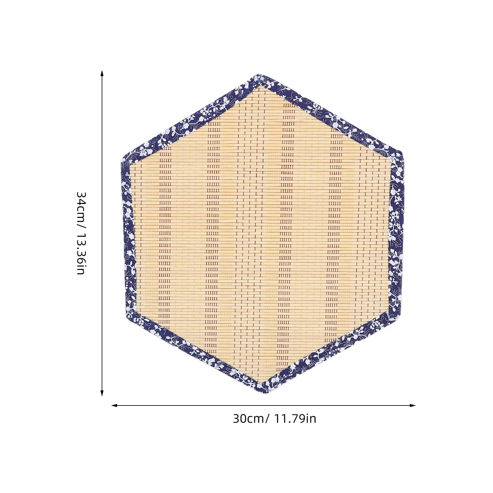 حصيرة سداسية منسوجة يدويًا من الخيزران مع حواف زهرية زرقاء عتيقة على الطراز الصيني جدار الفن لغرفة النوم وغرفة المعيشة المنسوجة