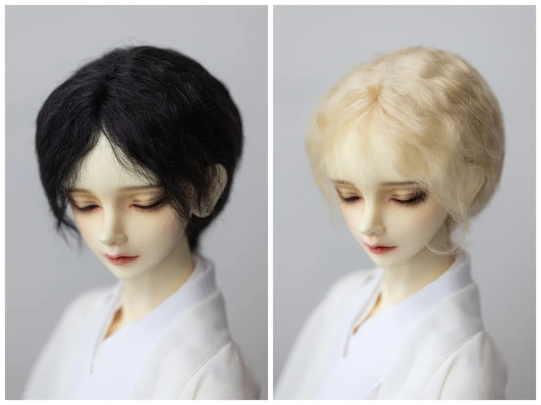 

BJD Doll wig for 1/3 Uncle size new middle part egg micro roll mohair short hair men's black yellow