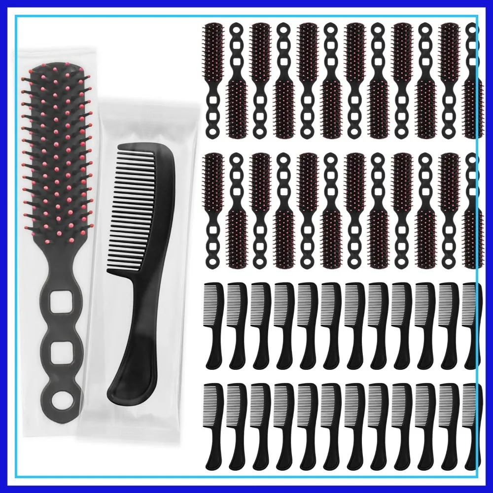 

Disposable Hair Brushes & Combs Bulk Individually Wrapped for Shelters, Nursing Homes, Hotels, Church & Charity Supplies 50 Pack