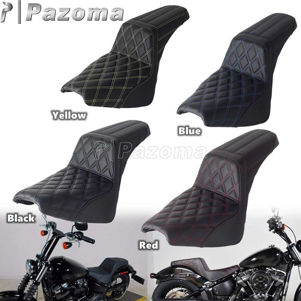 4Colors Comfortable Two UP Seats Motorcycle Driver Front Rear Passenger Seat For Harley Softail Street Bob Slim Deluxe 2018-2024