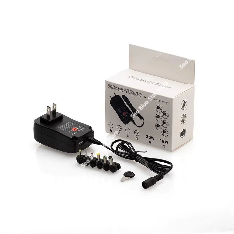 30W multi-function adjustable power supply 3V-12V with USB30W adjustable voltage multi-purpose 6DC head power adapter