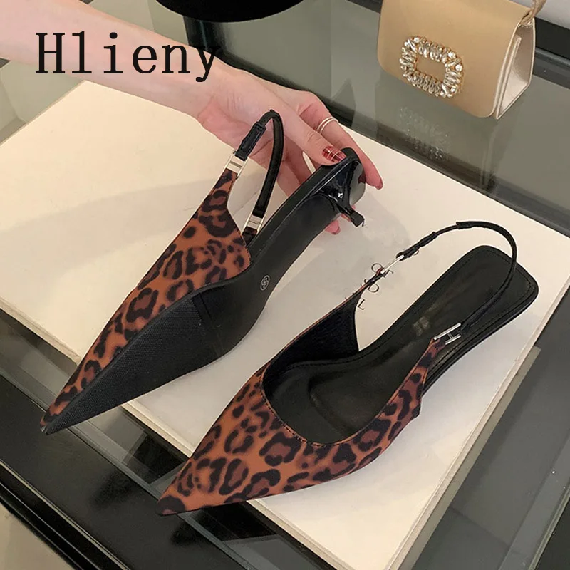 Hlieny الربيع الصيف Slingback النساء مضخات الانزلاق على حزام الظهر المرن منخفضة رقيقة الكعوب أشار حذاء مزود بفتحة للأصابع Escarpins نساء Talons