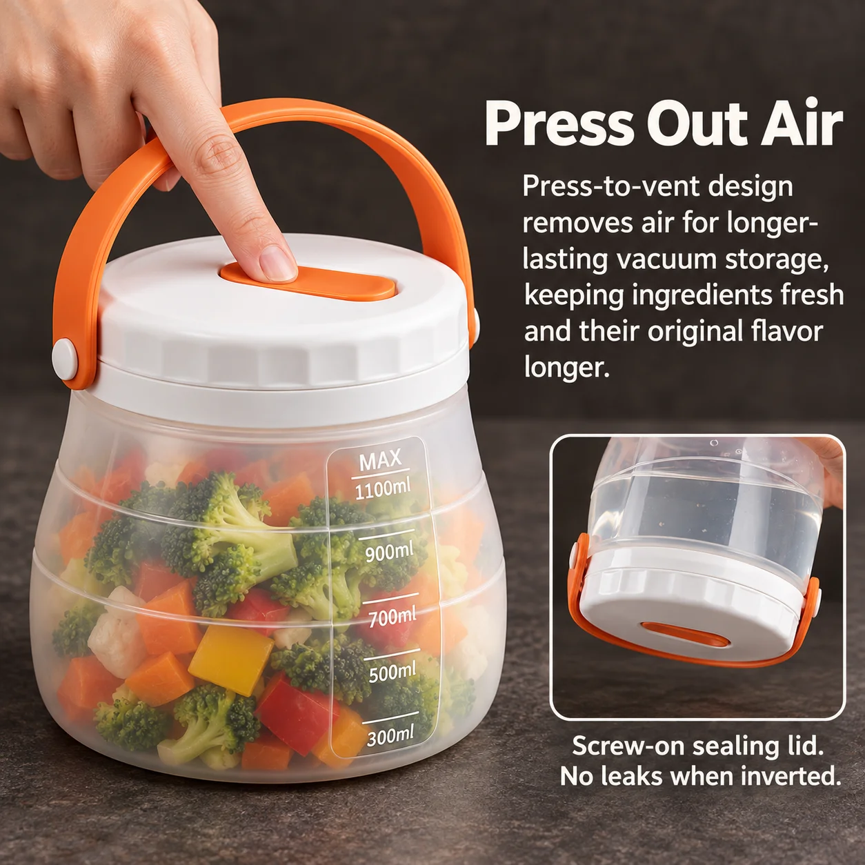 Uwhise Foldable Silicone Bowl Soup Container With Vacuum Valve Screw Lid Leakproof Camping Food Box Portable Ice Bucket