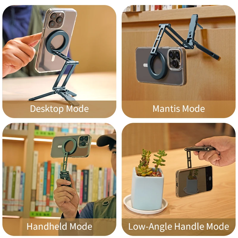 حامل ثلاثي القوائم للهاتف المغناطيسي من XILETU Magsafe مع خطاف حامل سطح مكتب قابل للطي للهواتف الذكية iPhone وفيديو السيلفي