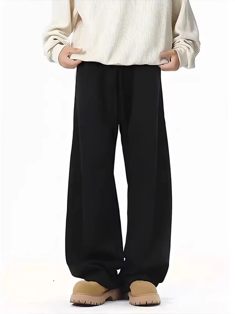 

Черные мужские брюки в американском стиле с широкими штанинами и прямым кроем, свободные спортивные повседневные длинные брюки для весны и осени