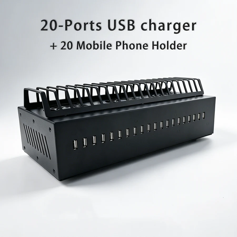 20-Port 200W USB Charger with Desktop Phone Stand