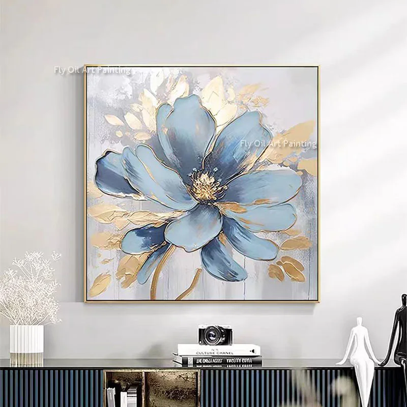 Thick Impasto Hand Painted Poppy Flower Oil Painting, Colorful Palette Knife Floral Canvas Wall Art for Bedroom Home Decor