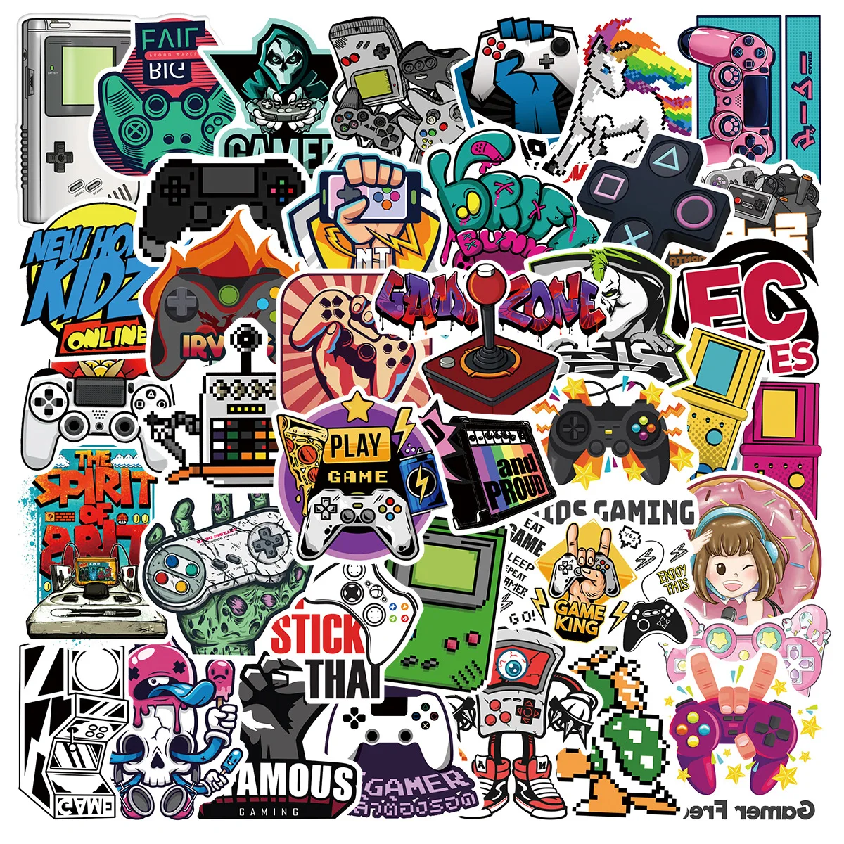 50PCS Cartoon Nostalgia Game Console Sticker  Graffiti iPad Mobile Phone  Helmet DIY Wall Sticker Toy Decoration