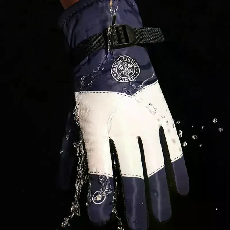 الشتاء للجنسين على الجليد قفازات التزلج عدم الانزلاق للماء دراجة نارية ركوب الدراجات الصوف قفازات الثلج الدافئة #3