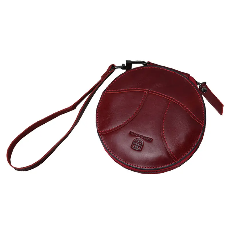 2022 nowe okrągłe portfele damskie ze skóry naturalnej śliczne Retro Zipper Mini damski portfel torba wysokiej jakości kieszonka na monety kobiece torebki — zdjęcie 2