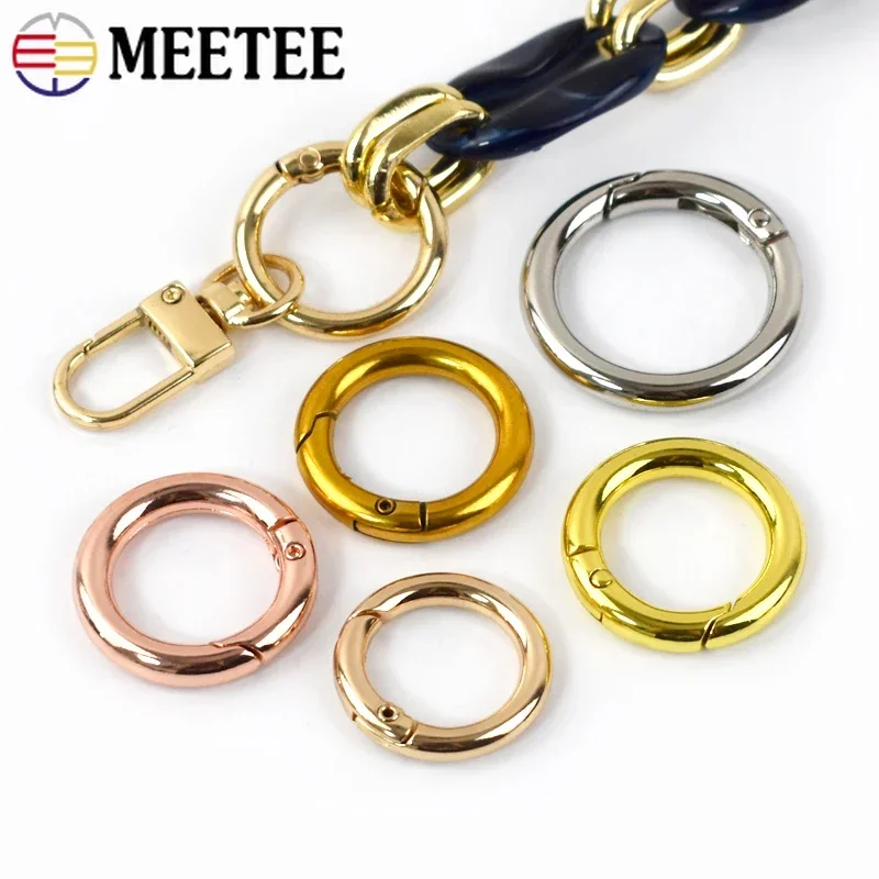 10Pcs 16/20/25/32/38mm Metal O Ring Buckles Spring Clasp For Handbag Strap Webbing Adjuster Hooks DIY Bag Hardware Accessories