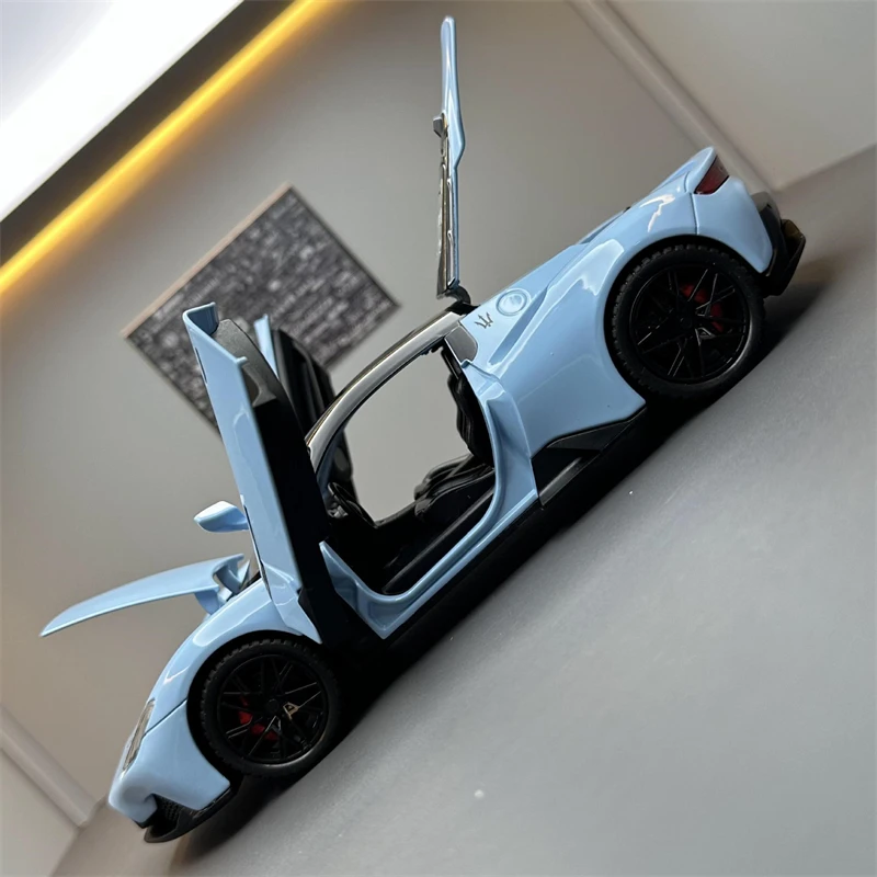 1:22 mc20 carro esportivo liga modelo de carro som e luz puxar para trás presentes de brinquedo das crianças carro de brinquedo fundido