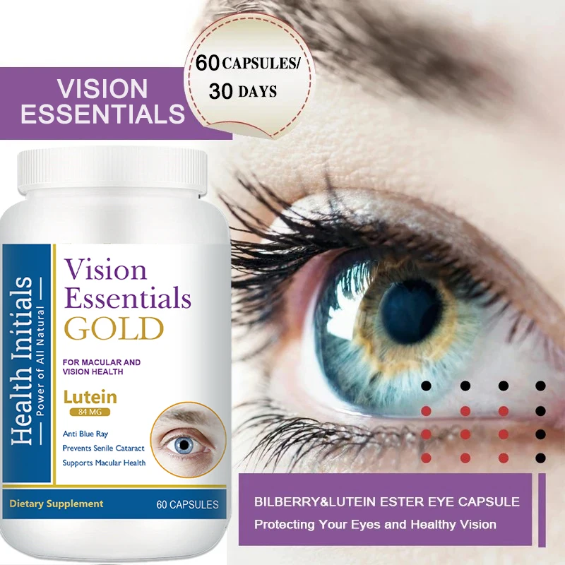 Capsules de lutéine à haute puissance pour la fatigue oculaire, la sécheresse oculaire et la santé de la vision, prévention de la lumière bleue, prévention de la myopie, 60 capsules