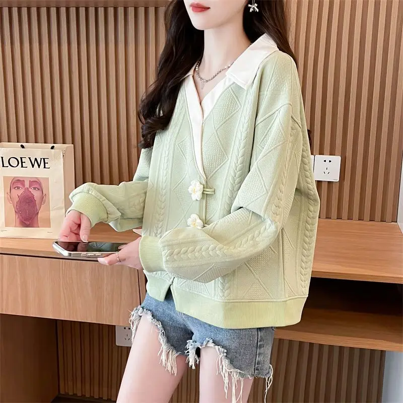 New Western Style Hoodie with Loose Korean Style and Versatile Design Featuring Thick Plush and Niche Outerwear Long Sleeved Top