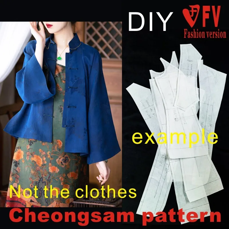 Tang suit pattern women's retro wide-sleeve blouse sewing structure picture 1:1 pattern physical object BQP-76