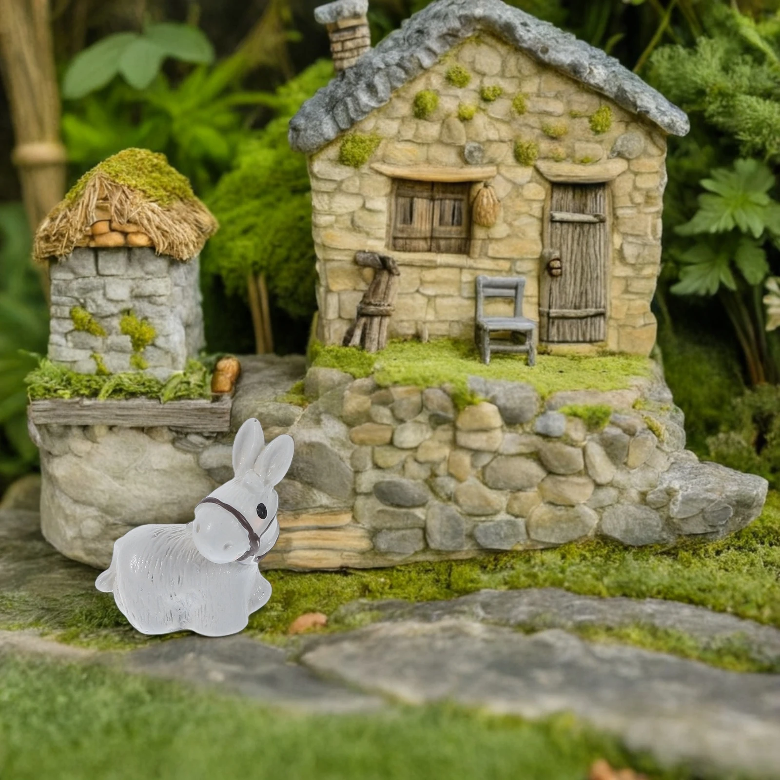 

6pcs Mini Donkey Figurines Resin Garden Statues Micro Landscape Decorations Small Animal Ornaments Farm Miniature Scene Pieces