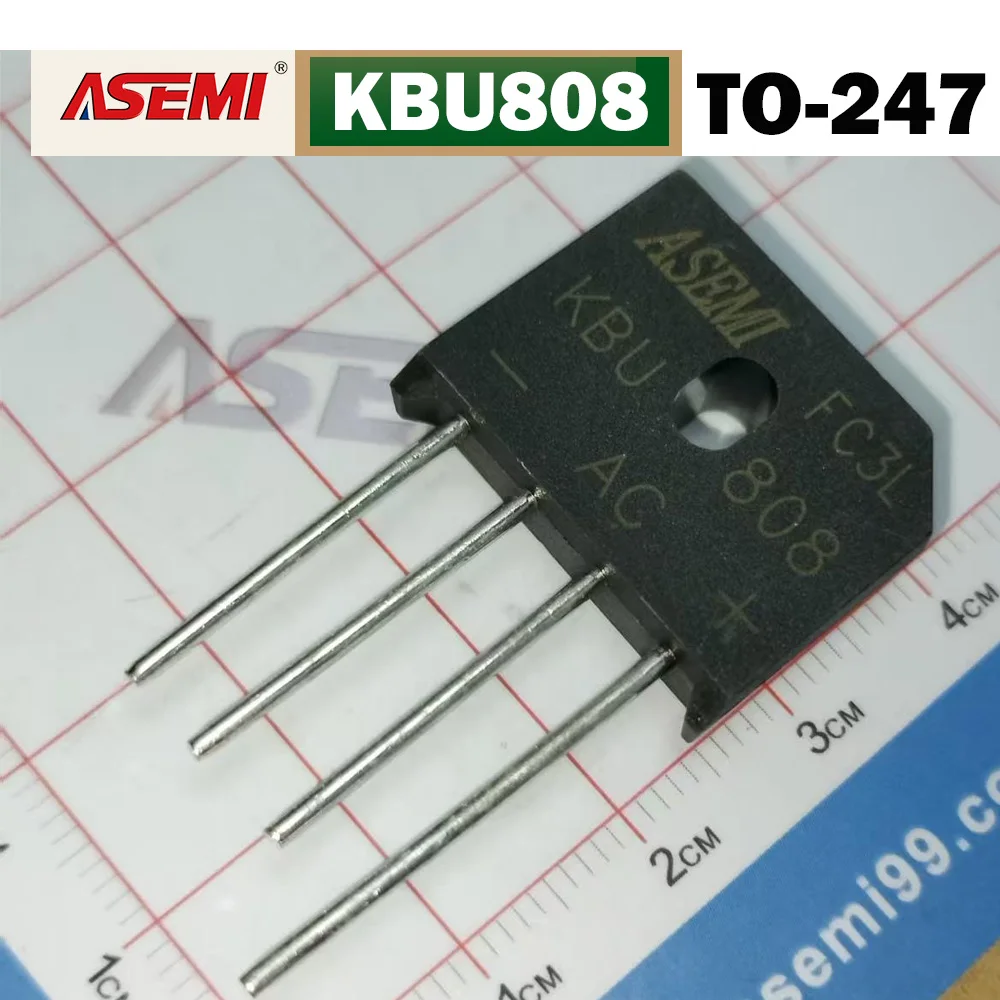 10PCS KBU808 8A 800V Bridge Rectifier ASEMI KBU-4