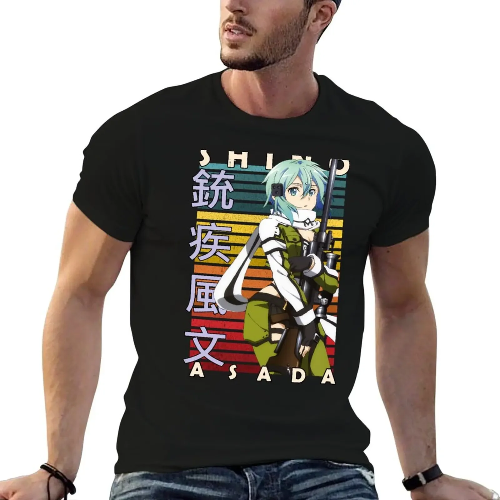 

Shino Asada Sword Art Online Retro Anime Design Relaxed Fit T-Shirt hippie clothes cute clothes tops Men's t shirts