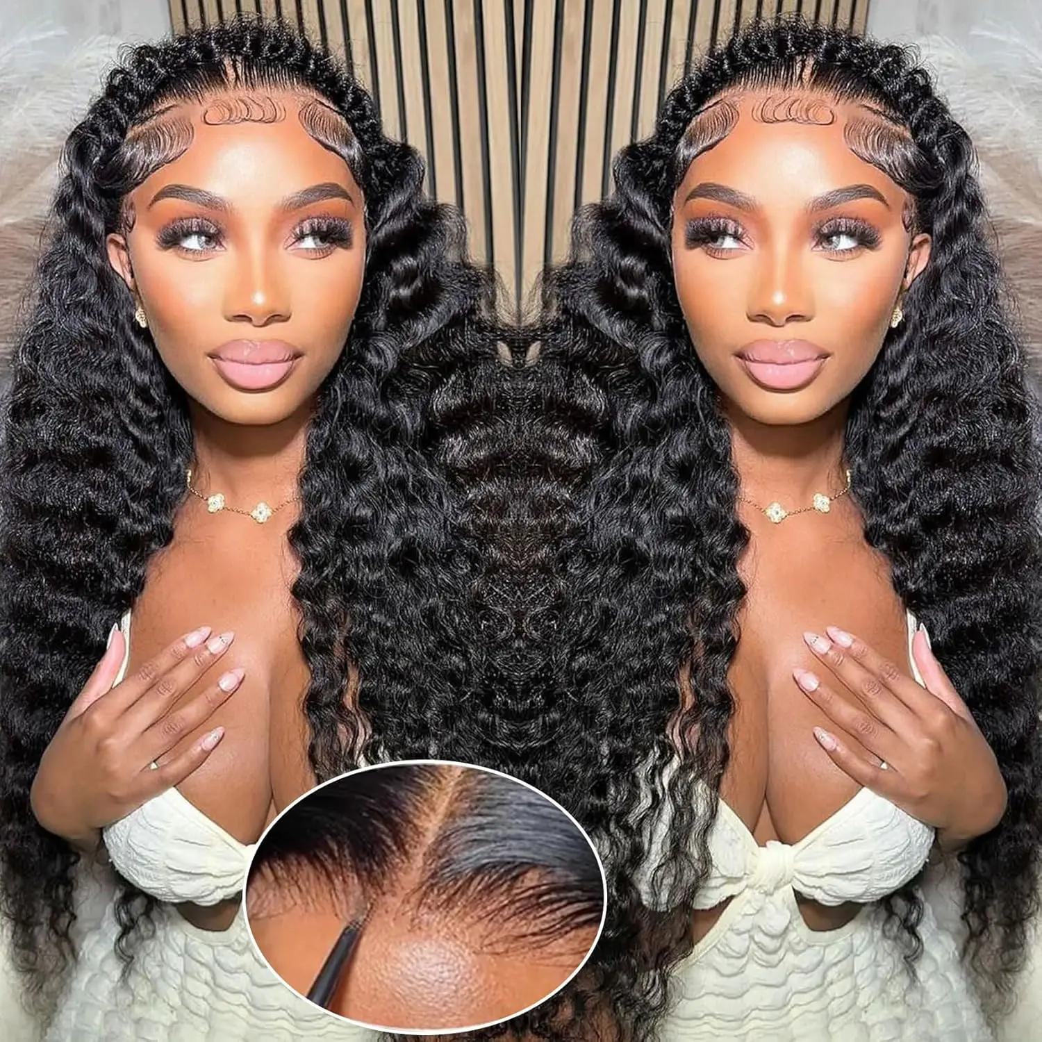 30 36 Inch Curly Wigs 13x6 HD Transparent Lace Frontal Human Hair Deep Wave Frontal Wig 200 Density Raw Remy Brazilian For Women