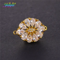 Juya Handmade AAA Cubic Zirconia Geometric Flower Charm Connectors Accessories For DIY Women Bracelets Earrings Jewelry Making