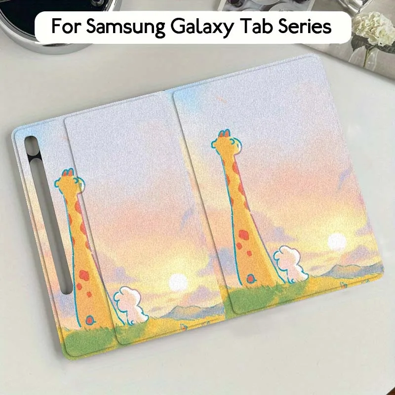 

Cat Giraffe Popular Art For Samsung Galaxy Tab S9 S10 S6 S7 S8 FE Plus Lite Inch Foldable Cover Tablet Case