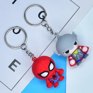 Marvel Cartoon Keychain Spiderman Iron Man Bat Hulk Thor Anime Avengers Anillo de llave Figura de silicona CAR Joyería Joya Regalos 8 mejores ventas de THOR Toys - №8
