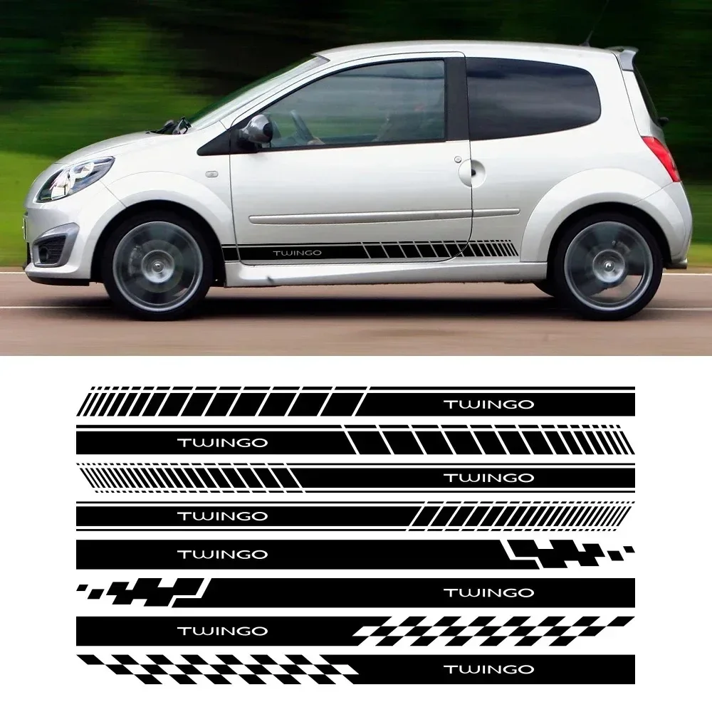 2Pcs Racing Side Skirt Stripe Decal Vinyl Car Body Sticker Sport Styling Door Side Strip Auto Exterior Decor Accessories