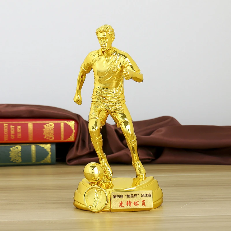 

New Resin Gold Plated Football Trophy Custom Mvp Striker Award Winners and Runners-up Souvenir Trophy Fans Souvenir