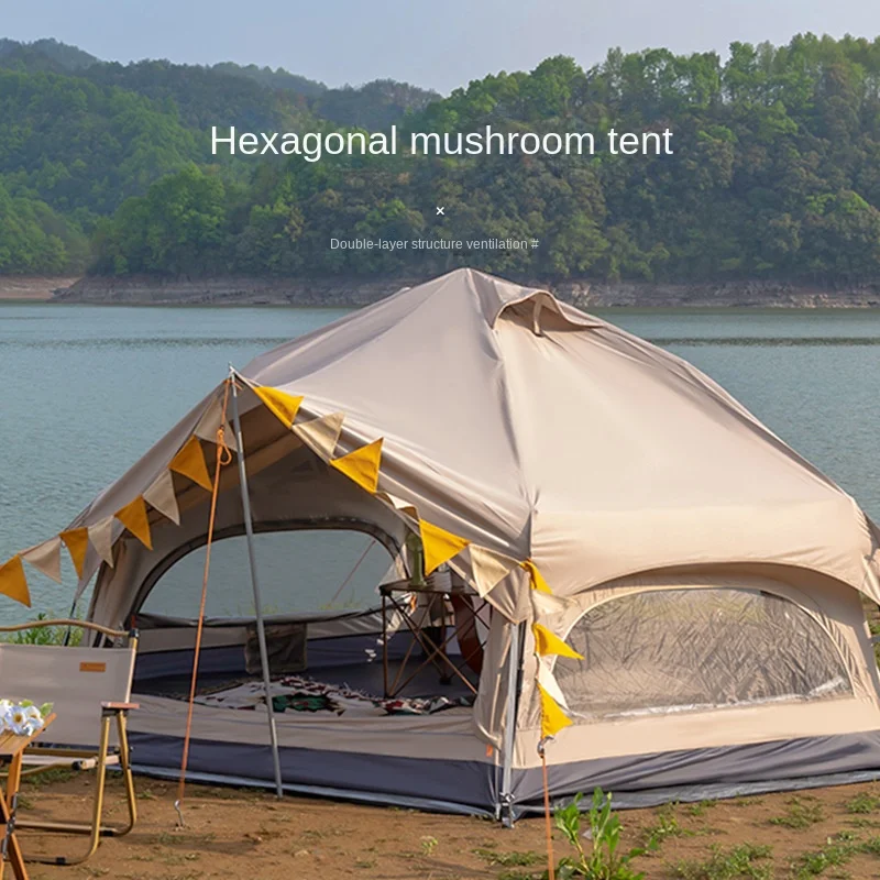 

4-6persons Fully Automatic Mushroom Tent Folding Portable Quick Opening Thickened Rain Proof Tent Outdoor Camping