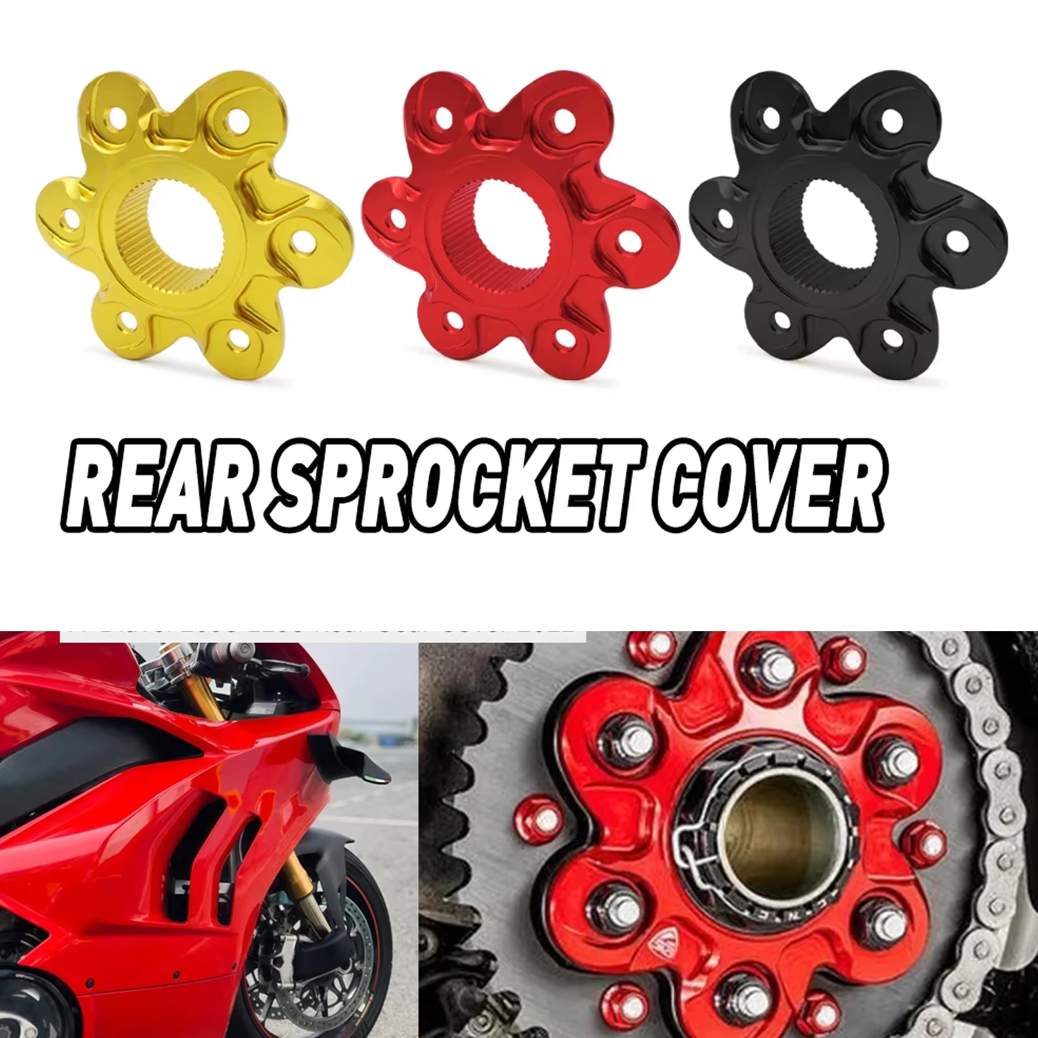 

Motorcycle Rear Sprocket Cover Drive Flange Cover 6 Bolts Sprockets For Ducati Monster 1200 R S DIAVEL 939 1098 1198 1199 1260